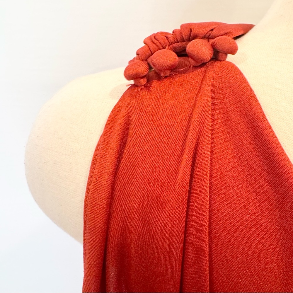 🌺SOLD🌺 Frederick’s of Hollywood Silky Satin Rust Column Maxi Gown Vintage Dress - Picture 8 of 11